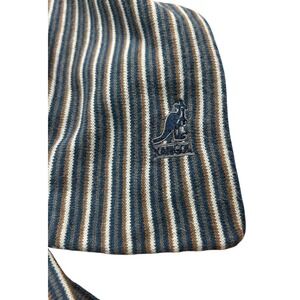 Kangol Scarf Men Blue Brown Wool Blend Rectangle Muffler Streetwear Y2K Stripe